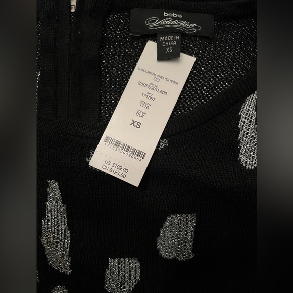 BEBE ADDICTION Lurex Animal Sweater Dress NWT - Picture 8 of 8